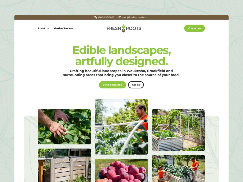 Fresh Roots customer website screenshot