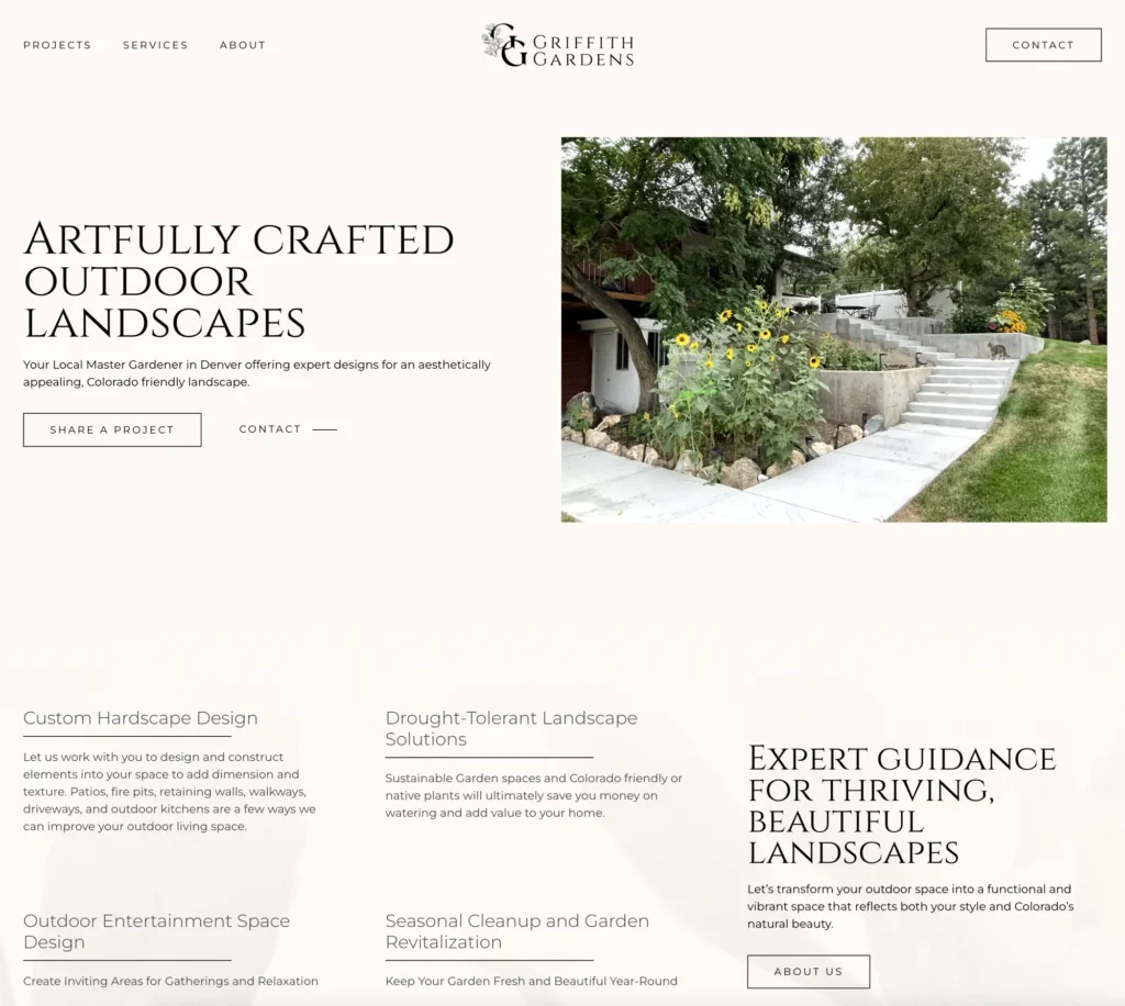 Griffith gardens and landscaping website