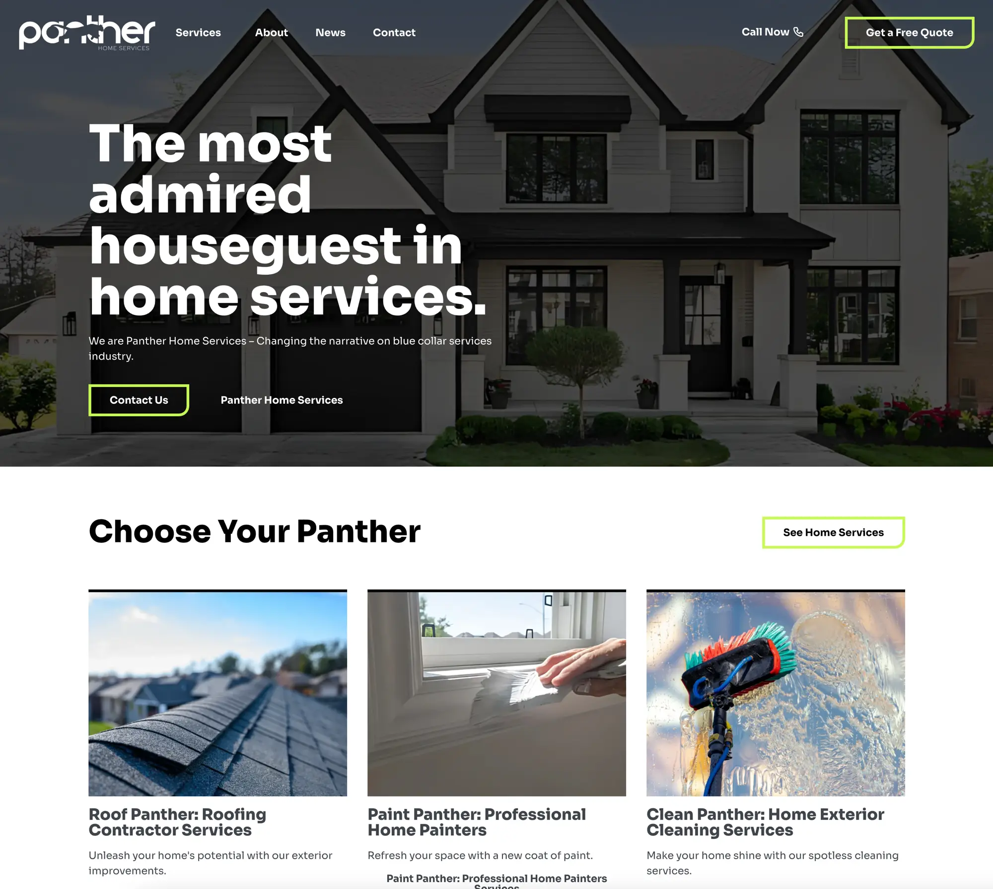 panther home serices website