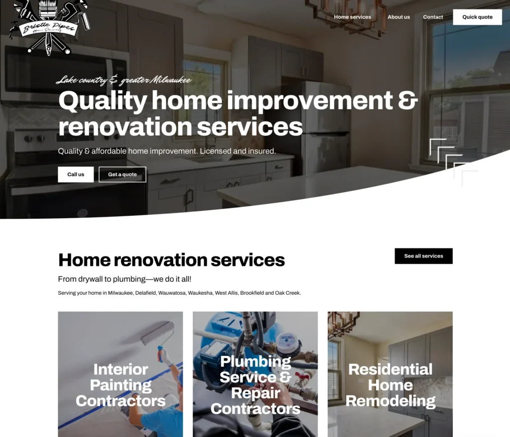 Layerly website portfolio sample bristle pipes home. services