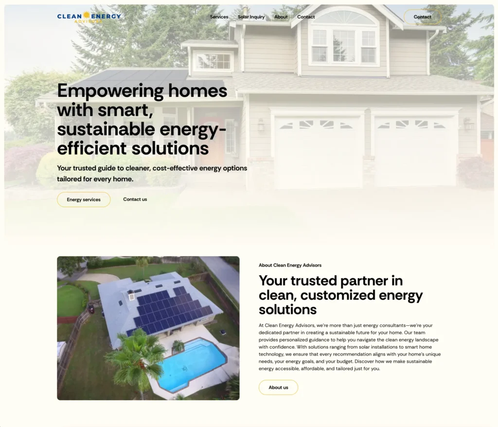 Layerly website portfolio sample clean energy advisors