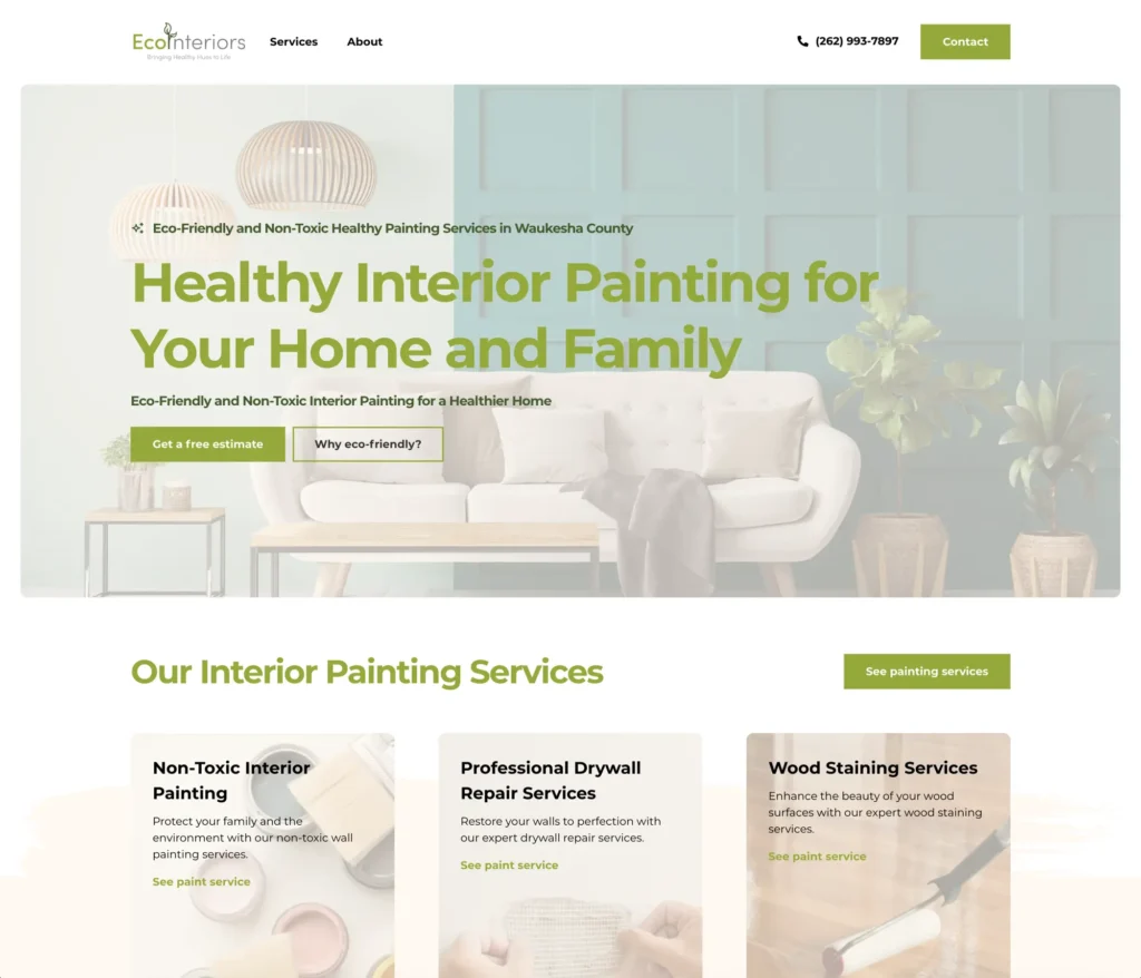 Layerly website portfolio sample eco interiors painting