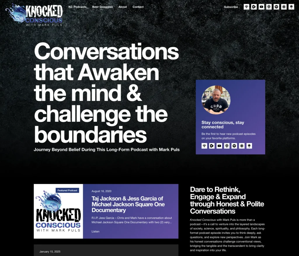 Layerly website portfolio sample knocked conscious podcast