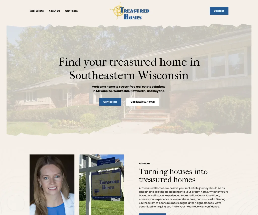 Layerly website portfolio sample treasured homes real estate