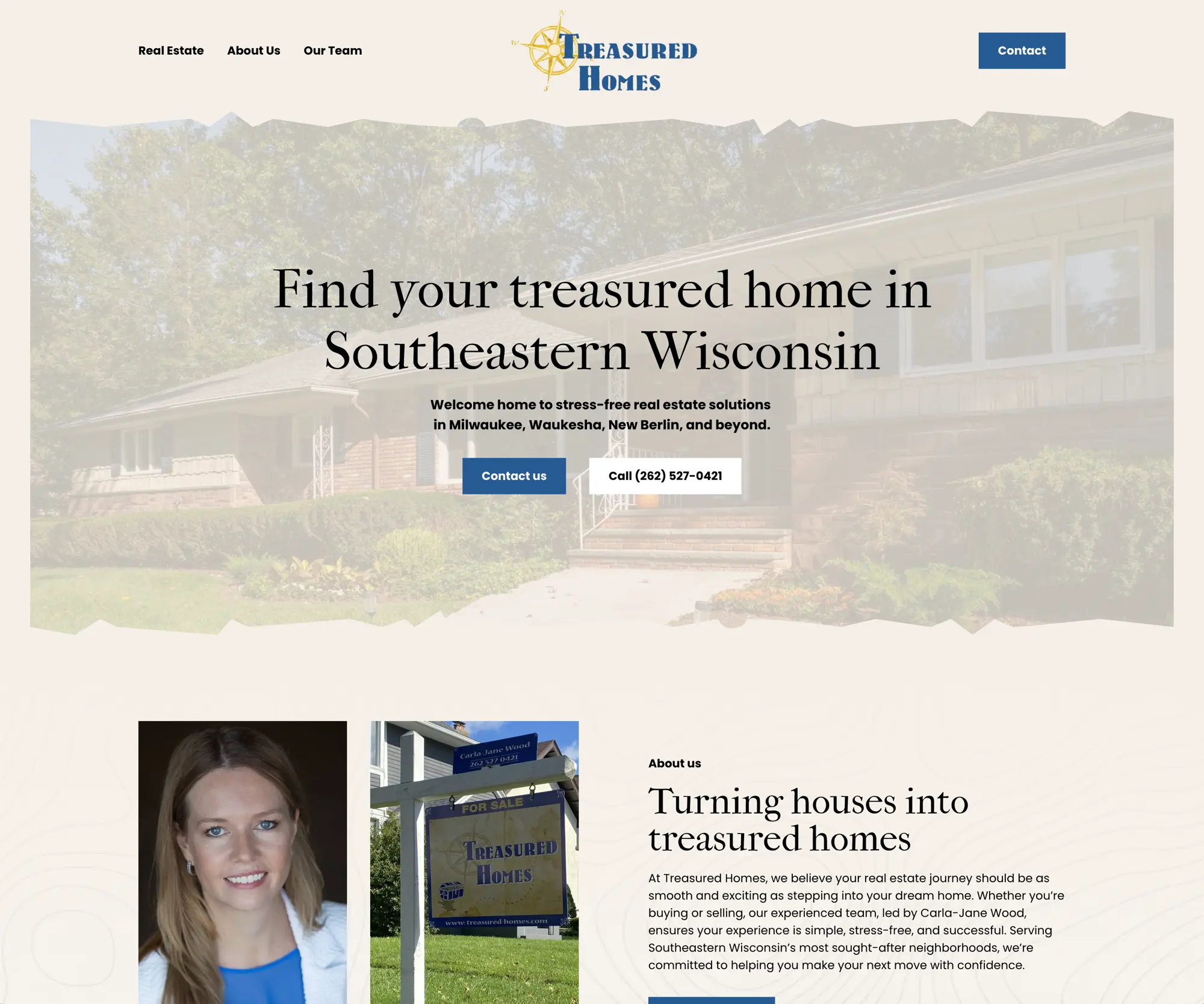 layerly website portfolio sample treasured homes real estate